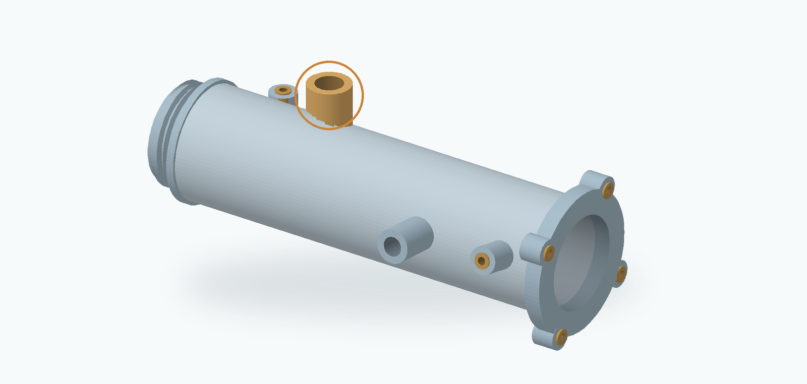 Radial port highlighted on the complete housing